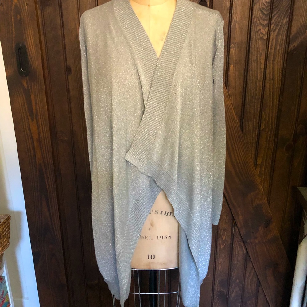 Velvet Brand Metallic Silver Long Sleeve Wrap Size Small